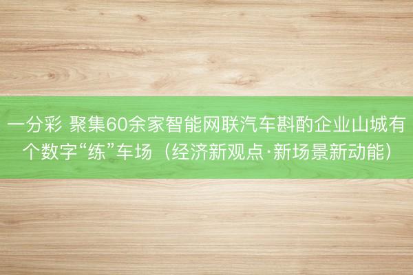 一分彩 聚集60余家智能网联汽车斟酌企业山城有个数字“练”车场（经济新观点·新场景新动能）