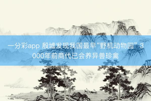 一分彩app 殷墟发现我国最早“野机动物园” 3000年前商代已会养异兽珍禽