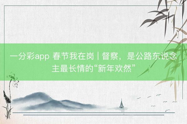 一分彩app 春节我在岗 | 督察，是公路东说念主最长情的“新年欢然”