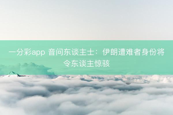 一分彩app 音问东谈主士：伊朗遭难者身份将令东谈主惊骇