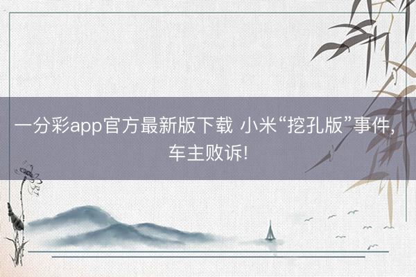 一分彩app官方最新版下载 小米“挖孔版”事件， 车主败诉!